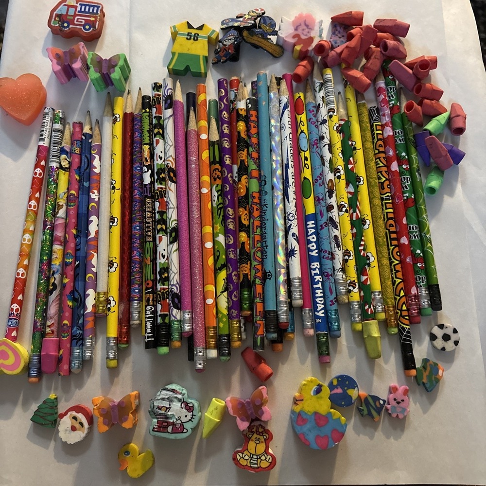 Lot of 80's Vtg Pencils w/ Toppers Variety Holidays Animals‎  Cartoon